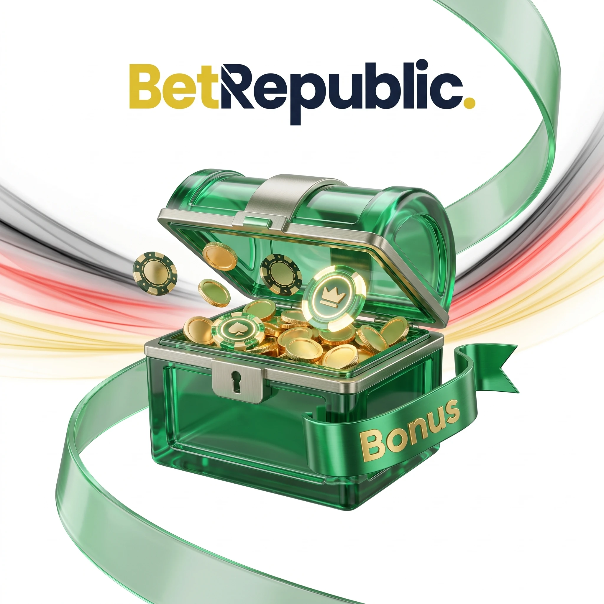 Grüne BetRepublic Bonus-Truhe mit Spielchips
