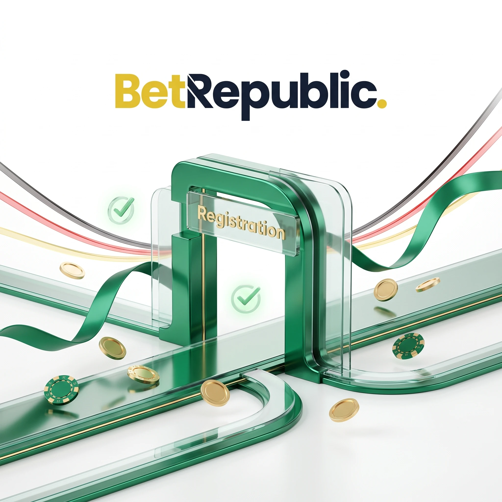 BetRepublic Registrierungsportal mit grünen Glasbahnen