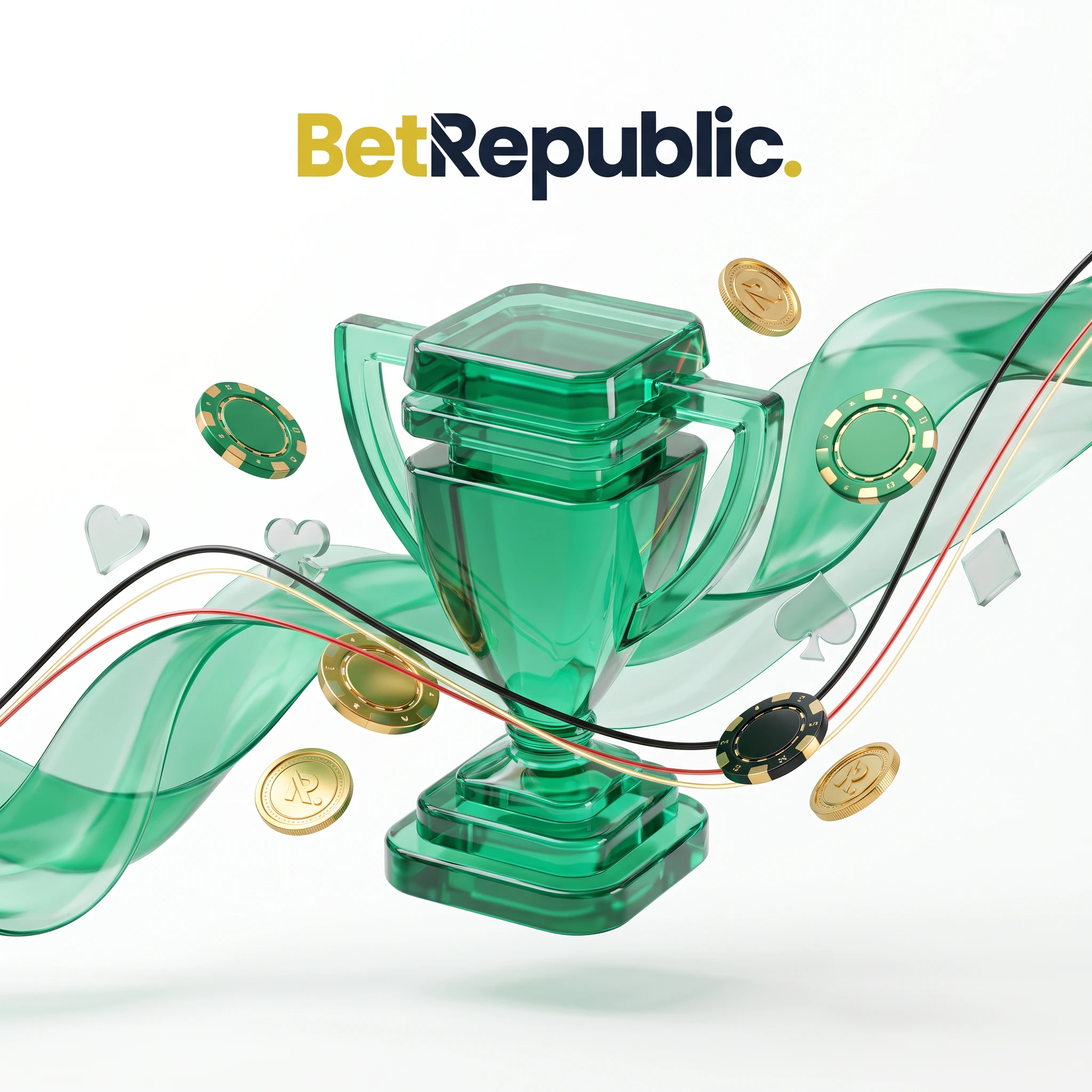 Grüne BetRepublic Trophäe mit Spielchips